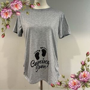 Gray 'Coming Soon' maternity T-Shirt